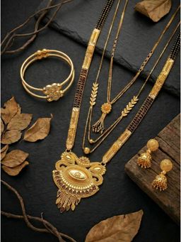 Gahan - Pack of 3 Mangalsutra With 1 Pair of Earring and 2 Bangles for women