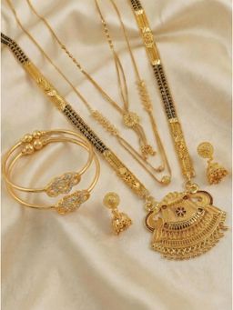 Gahan - Pack of 3 Mangalsutra With 1 Pair of Earring and 2 Bangles for women