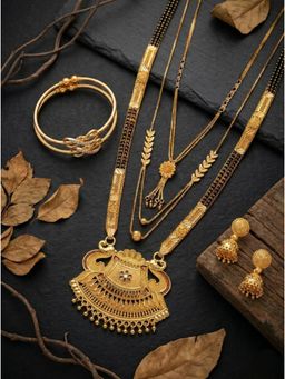 Gahan - Pack of 3 Mangalsutra With 1 Pair of Earring and 2 Bangles for women