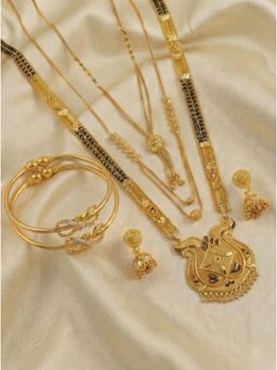 Gahan - Pack of 3 Mangalsutra With 1 Pair of Earring and 2 Bangles for women