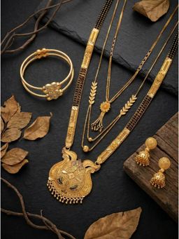 Gahan - Pack of 3 Mangalsutra With 1 Pair of Earring and 2 Bangles for women