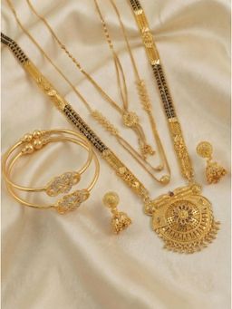 Gahan - Pack of 3 Mangalsutra With 1 Pair of Earring and 2 Bangles for women