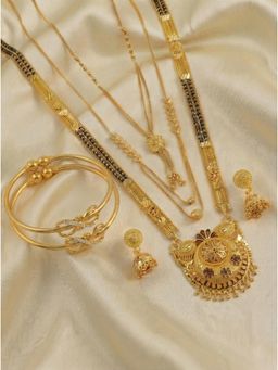 Gahan - Pack of 3 Mangalsutra With 1 Pair of Earring and 2 Bangles for women