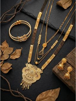 Gahan - Pack of 3 Mangalsutra With 1 Pair of Earring and 2 Bangles for women