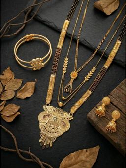 Gahan - Pack of 3 Mangalsutra With 1 Pair of Earring and 2 Bangles for women