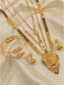 Gahan - Pack of 3 Mangalsutra With 1 Pair of Earring and 2 Bangles for women