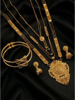 Gahan - Pack of 3 Mangalsutra With 1 Pair of Earring and 2 Bangles for women