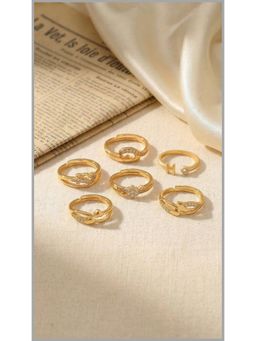 Gahan - Womens AD Gold Plated 5 Fashion Rings and 1 “H” Letter Ring (Adjustable)
