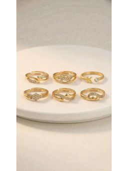Gahan - Womens AD Gold Plated 5 Fashion Rings and 1 “K” Letter Ring (Adjustable)