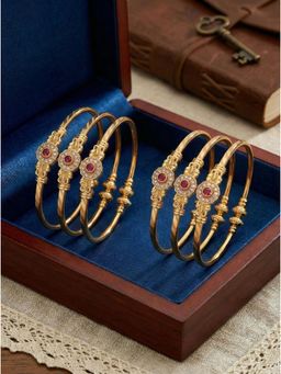 Gahan - Gold Plated 6 Bangle Set for Women (Adjustable)
