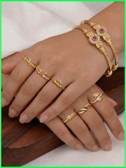 Gahan - Gold Plated 6 figure Ring and 2 Bangle for women
