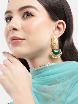 Gahan - Hand Painted Leaf Stone Dangle Earring