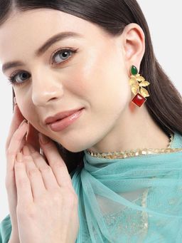 Gahan - Golden Dangle Leaf Earring