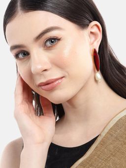 Gahan - Maroon Lightweight Drop Pearl Earring