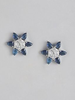 Gahan - Blue Silver-Plated Ad Studded Contemporary Tops Earrings