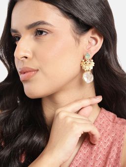 Gahan - Golden Plated Contemporary Mint Drop Earrings