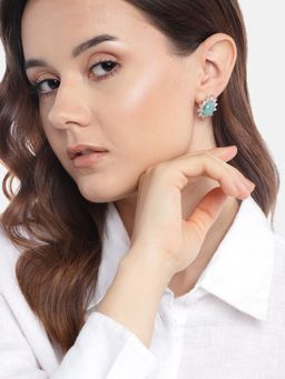 Gahan - Silver Plated Ad Studded Mint Contemporary Earrings