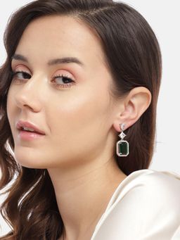 Gahan - Silver Plated Ad Green Contemporary Drop Earrings