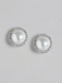 Gahan - Silver Plated Ad Studded Round Contemporary Earrings