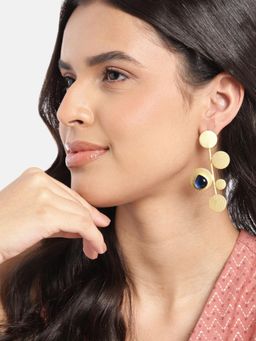 Gahan - Golden Plated Blue Crystal Contemporary Drop Earrings