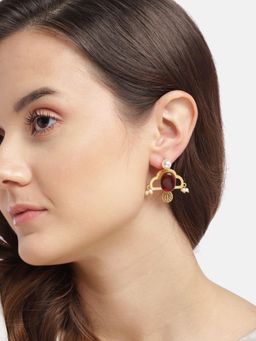 Gahan - Maroon Drop Pearl Earring