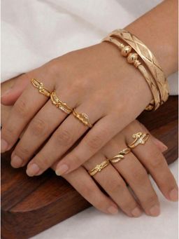 Gahan - Gold Plated 6 figure Ring and 2 Bangle for women