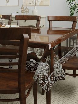 The Home Story - Dining Table Cover Silver Lace (8 Seater)