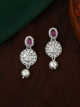 Estele - Rhodium Plated CZ Gorgeous Earrings with Pearl for Women