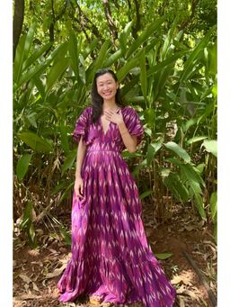 HOUSE OF LEELA - Purple Ana Handloom Maxi Dress