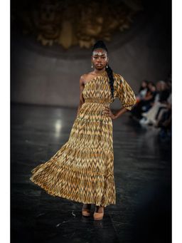 HOUSE OF LEELA - Yellow Hanu Handloom Maxi Dress