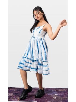 HOUSE OF LEELA - White Nila Tie-Dye Ruffle Dress