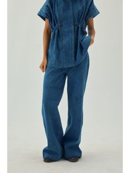 SHOP STAPLE - Blue Denim Full Length Flare High Waist Pant