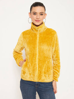 Madame - Fleece Yellow High Neck Sweatshirt