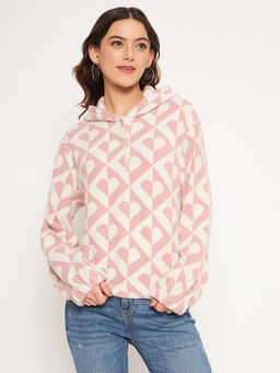 Madame - Peach Heart Shaped Hooded Sweatshirt