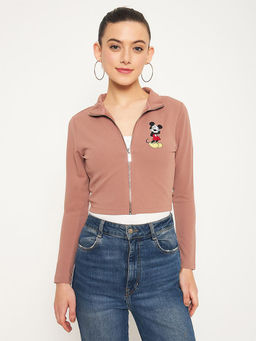 Madame - Disney Peach Mickey Mouse Zipper Crop Top