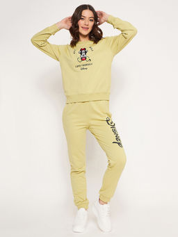 Madame - Secret Disney Graphic Print Lime Green Night Suit (Set of 2)