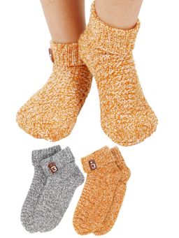 Bharatasya - Girls Heathered Ankle Winter Socks (Pack of 2) (5-10 Years)