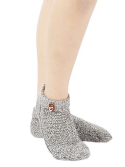 Bharatasya - Girls Heathered Grey Ankle Winter Socks (5-10 Years)