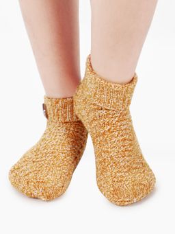 Bharatasya - Girls Heathered Orange Ankle Winter Socks (5-10 Years)