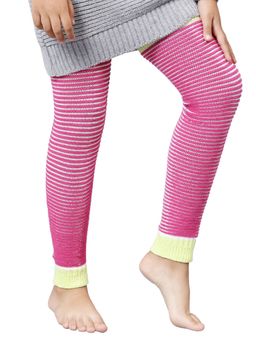 Bharatasya - Girls Pink Knitted Winter Leg Warmer Socks (5-10 Years)