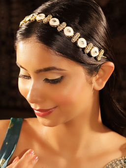 Priyaasi - Drop Meenakari White Elegance Gold Plated Matha Patti