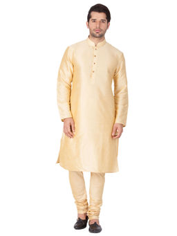 Vastramay - Men Gold Silk Blend Kurta Pyjama (Set of 2)