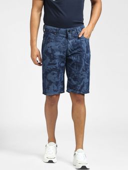 Jack & Jones - Blue Low Rise Printed Denim Shorts
