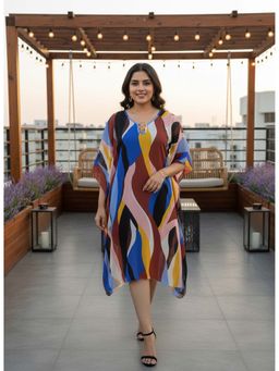 Qurvii - Multi-Color Abstract Printed Kaftan