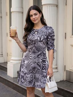 ZUMMER - Black Paisley Printed Mini Dress