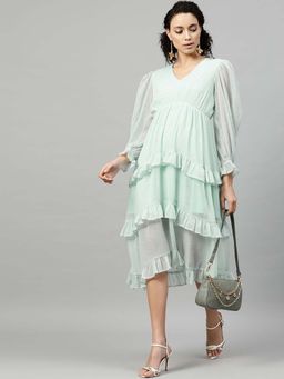 STREET 9 - Green Printed Midi Dress