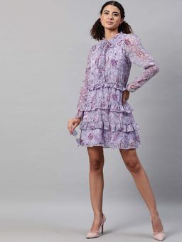 STREET 9 - Lavender Paisley Printed Chiffon Dress