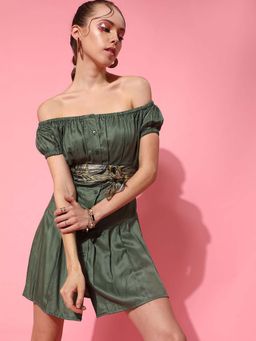 STREET 9 - Olive Pleated Dress