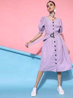 STREET 9 - Lavender Midi Dress With Belt