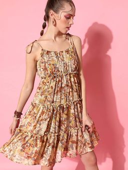 STREET 9 - Brown Printed Sun Dress